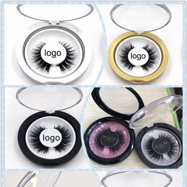 Mikiwi Custom packaging round plastic case box 3d mink lashes wholesale false eyelashes