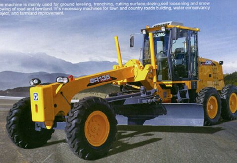 XCMG Motor Grader GR135 with front blade and rear ripper