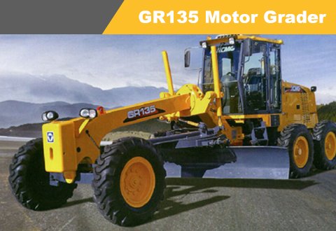 XCMG Motor Grader GR135 with front blade and rear ripper