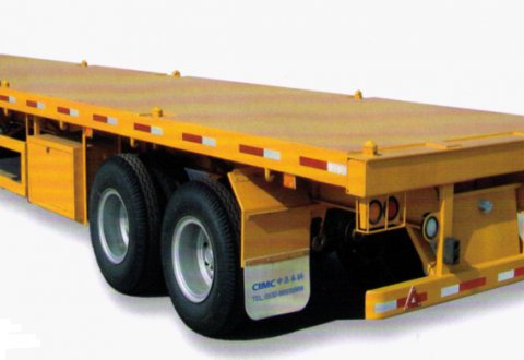 China 2 Axles Flat Bed Container Semi Trailer for sale