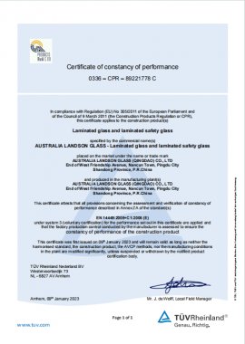 Certificate of constancy of performance  0336 – CPR – 89221778 C